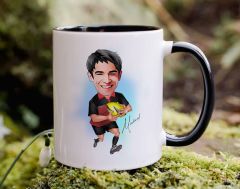 Bk Gift Kişiye Özel Amerikan Futbolcusu Karikatürlü Siyah Kupa Bardak-14, Sevgiliye Hediye, Arkadaşa Hediye