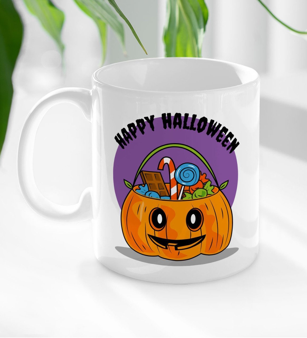 BK Gift Happy Halloween Tasarımlı Beyaz Kupa Bardak-11