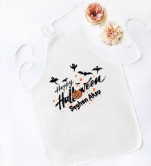 Kişiye Özel Happy Halloween Tasarımlı Beyaz Mutfak Önlüğü-11