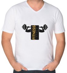 BK Gift Bodybuilder Tasarımlı V Yaka Tişört-3