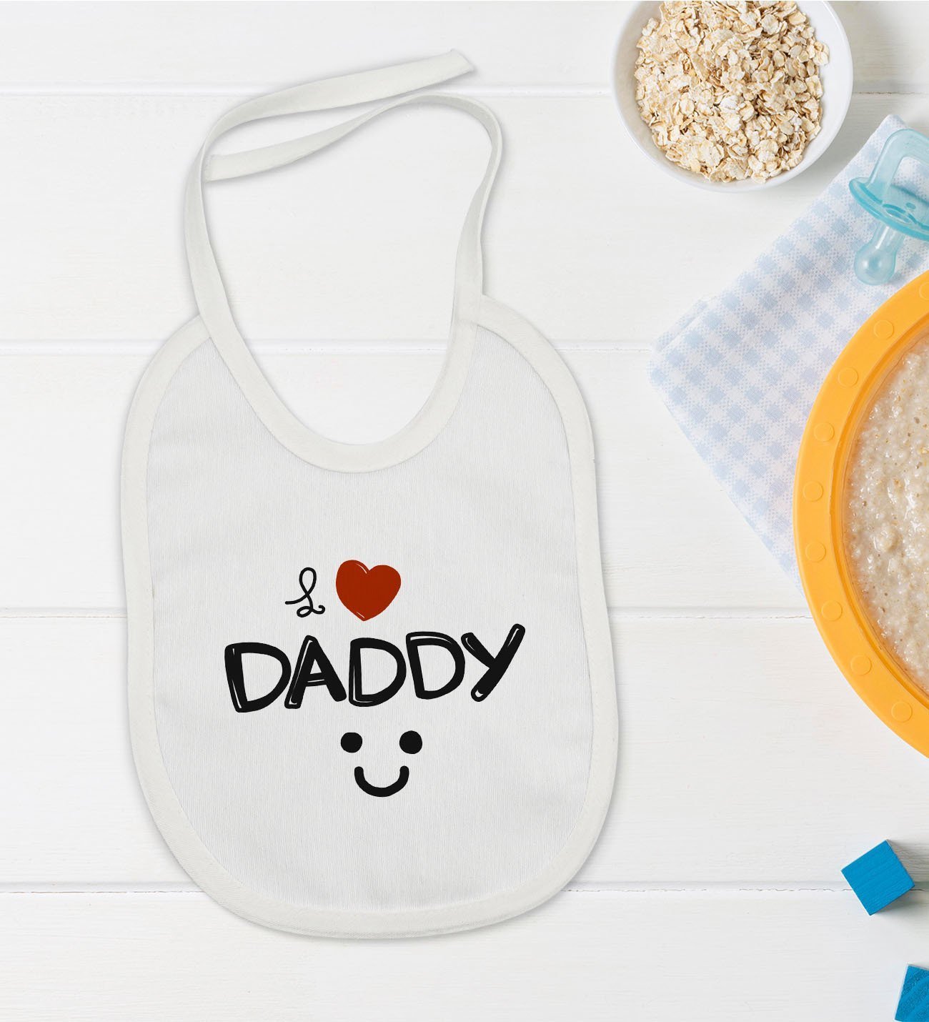 BK Kids I Love Daddy Tasarımlı Bebek Mama Önlüğü - Model 1