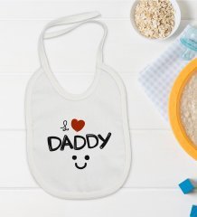 BK Kids I Love Daddy Tasarımlı Bebek Mama Önlüğü - Model 1