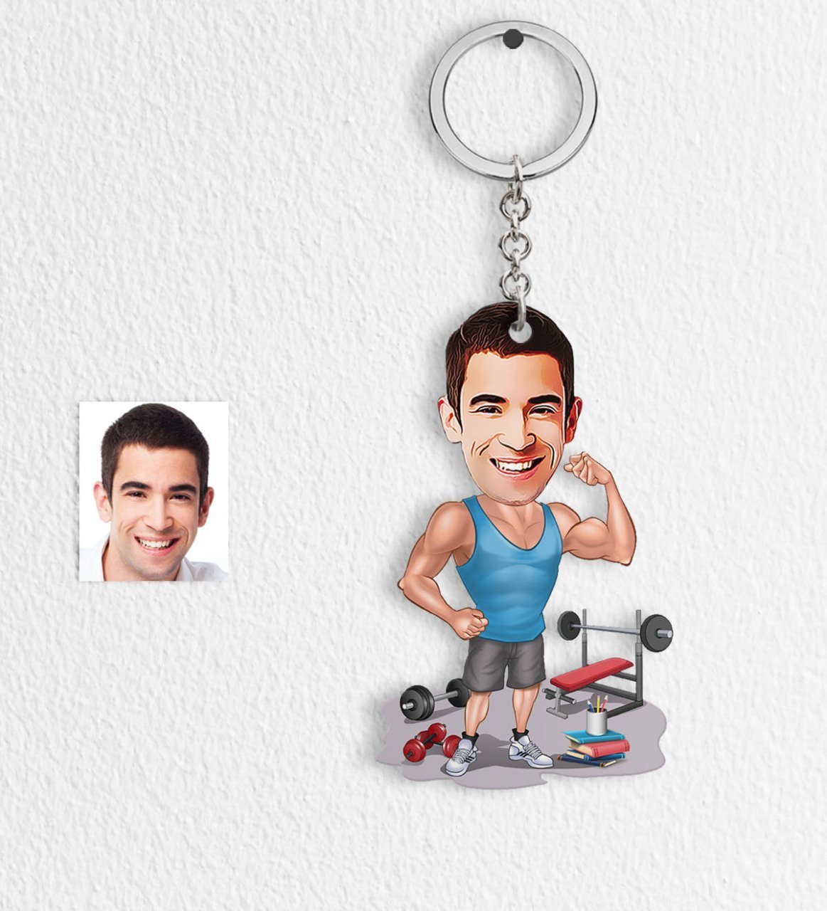 Kişiye Özel Bay Sporcu Karikatür Anahtarlık
