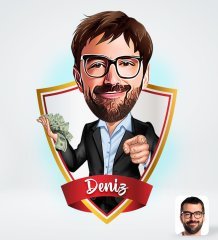 Kişiye Özel İsimli Erkek Milyoner Tasarımlı Dijital Karikatür-1