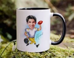 Bk Gift Kişiye Özel Amerikan Futbolcusu Karikatürlü Siyah Kupa Bardak-13, Sevgiliye Hediye, Arkadaşa Hediye