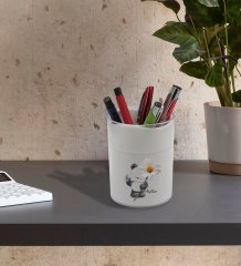 BK Gift Kişiye Özel Papatya Temalı Beyaz Akrilik Kalemlik - Model 9