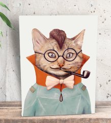 BK Gift Eclectic Cat Tasarımlı Dekoratif Mini Kanvas Tablo 15x20cm-1