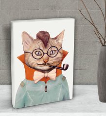 BK Gift Eclectic Cat Tasarımlı Dekoratif Mini Kanvas Tablo 15x20cm-1