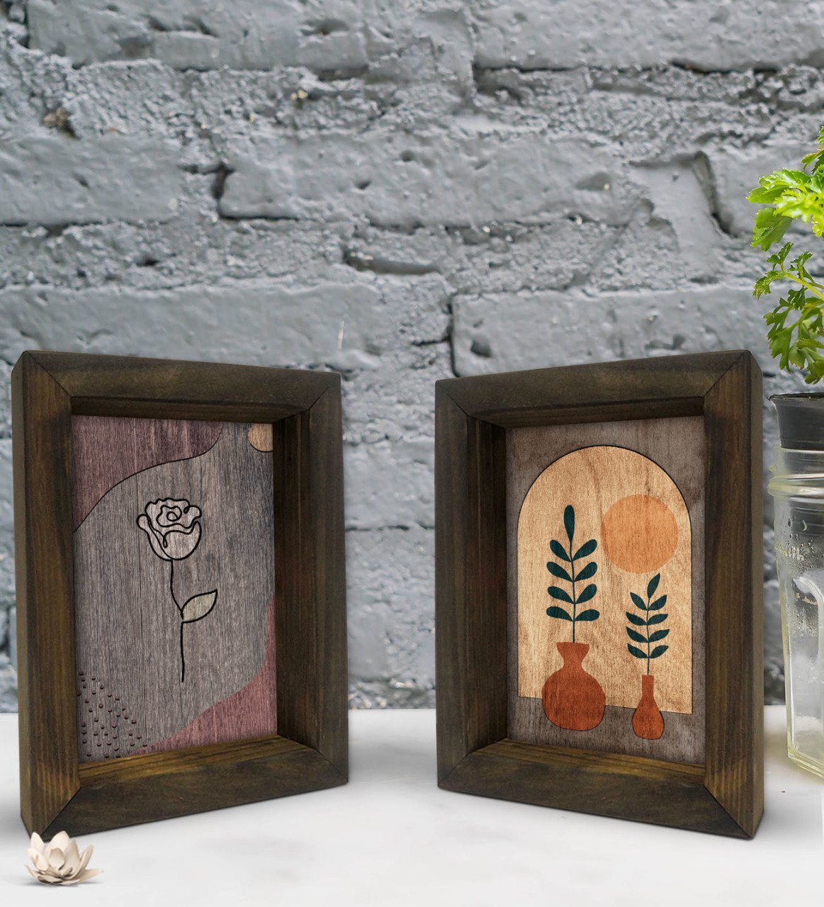 Bk Gift Dekoratif 2'li Doğal Masif Ahşap Çerçeve 15x20cm-47