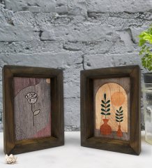 Bk Gift Dekoratif 2'li Doğal Masif Ahşap Çerçeve 15x20cm-47