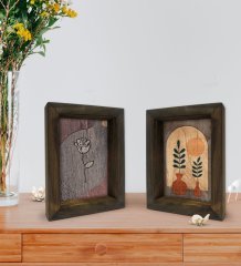 Bk Gift Dekoratif 2'li Doğal Masif Ahşap Çerçeve 15x20cm-47