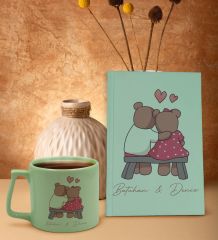BK Gift Kişiye Özel Sevgili İsimli Yeşil Sert Kapaklı Defter ve Middle Kupa Seti, Arkadaşa Hediye, Yeni İş Hediyesi, Doğum Günü Hediyesi-4