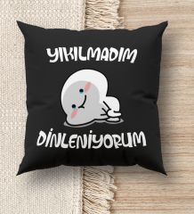 BK Gift Esprili Premium Kumaş Siyah Kırlent Yastık, Ev Hediyesi, Ev Dekorasyonu, Dekoratif Hediye-1