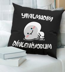 BK Gift Esprili Premium Kumaş Siyah Kırlent Yastık, Ev Hediyesi, Ev Dekorasyonu, Dekoratif Hediye-1