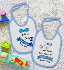 BK Kids Kişiye Özel Sünnet Tasarımlı 2’li Mavi Mama Önlüğü-1