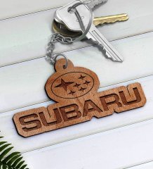 Subaru Logolu Ahşap Anahtarlık-1
