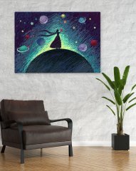 BK Home Gezegenler ve Aşk Tasarımlı Kanvas Tablo 70x100cm
