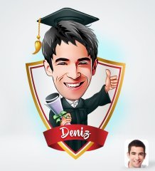 Kişiye Özel İsimli Erkek Mezun Tasarımlı Dijital Karikatür-1