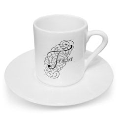 Kişiye Özel Kaligrafi F Harfli Türk Kahvesi Fincanı (Model 2)