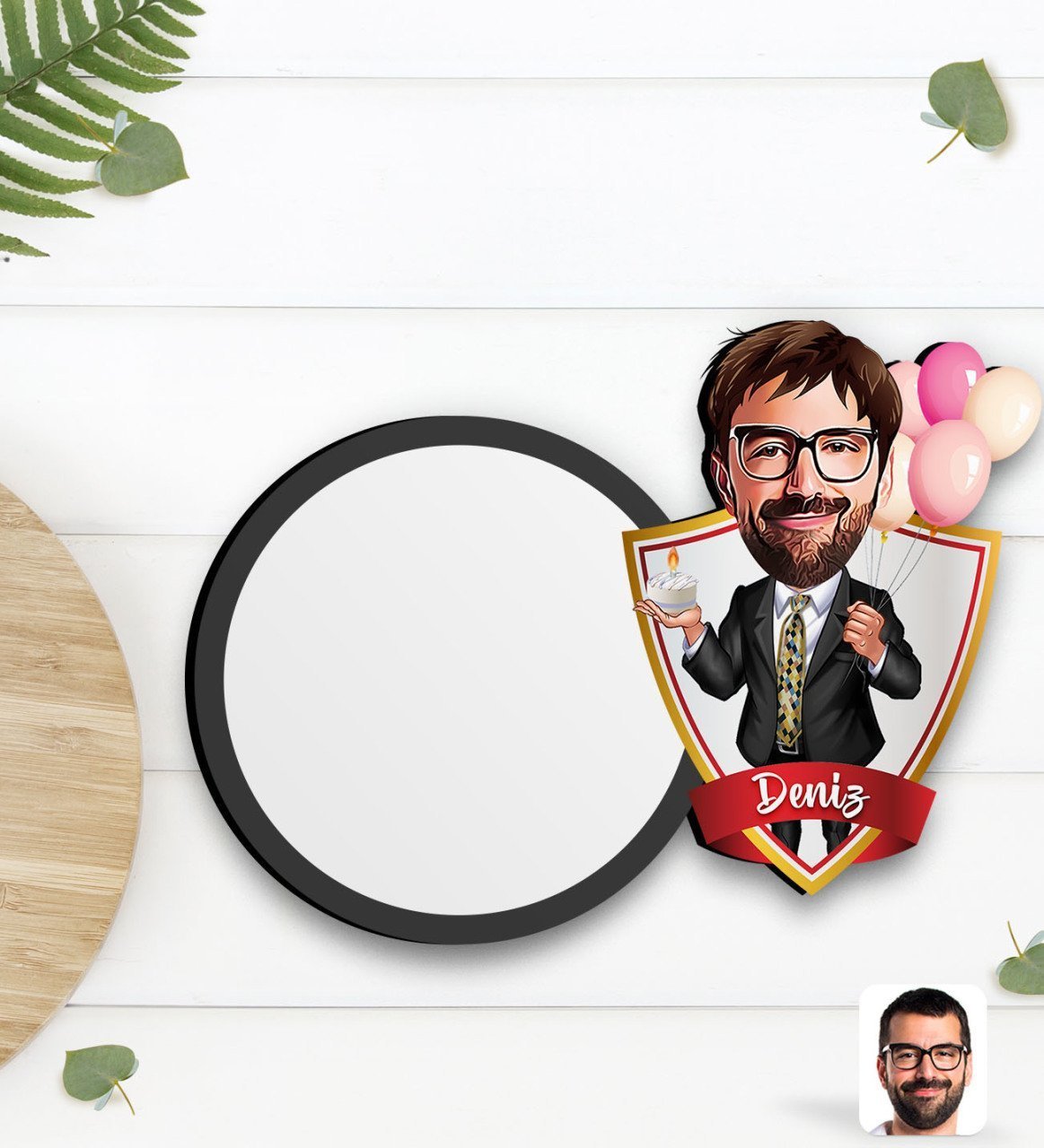 Kişiye Özel Erkek Doğum Günü Karikatürlü Ahşap Bardak Altlığı-3