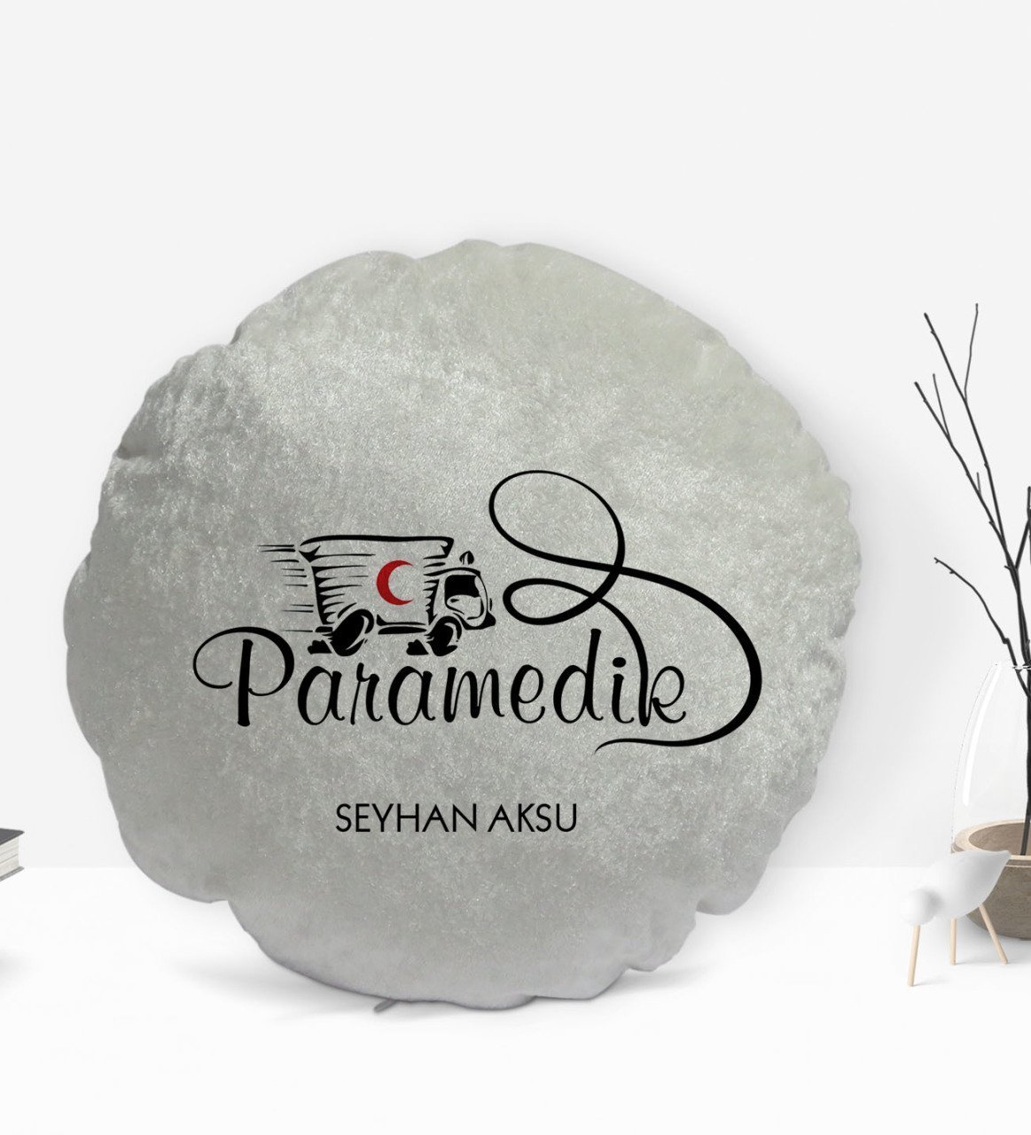 Kişiye Özel İsimli Paramedik Tasarımlı Dekoratif Kırlent Yastık-1