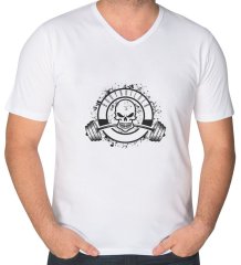 BK Gift Bodybuilder Tasarımlı V Yaka Tişört-1