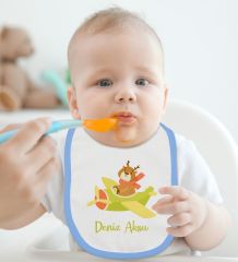 BK Kids Kişiye Özel Sevimli Pilot Tasarımlı 2’li Mavi Mama Önlüğü-2