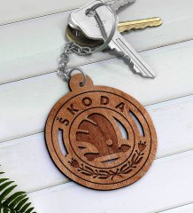 Skoda Logolu Ahşap Anahtarlık-1
