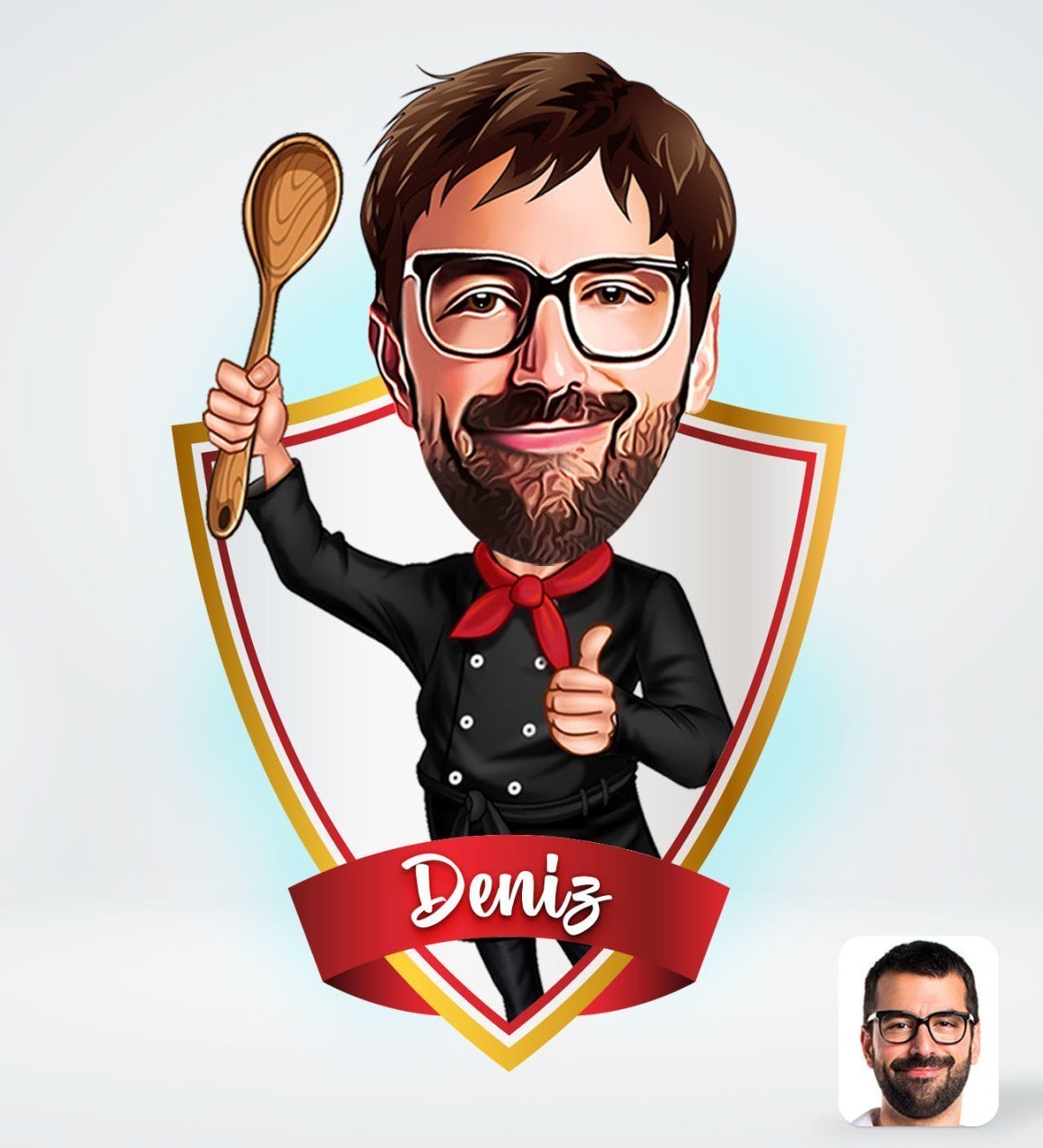 Kişiye Özel İsimli Erkek Master Chef Tasarımlı Dijital Karikatür-1