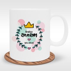 Kişiye Özel Kraliçe Annem Tasarımlı Beyaz Kupa Bardak - 1