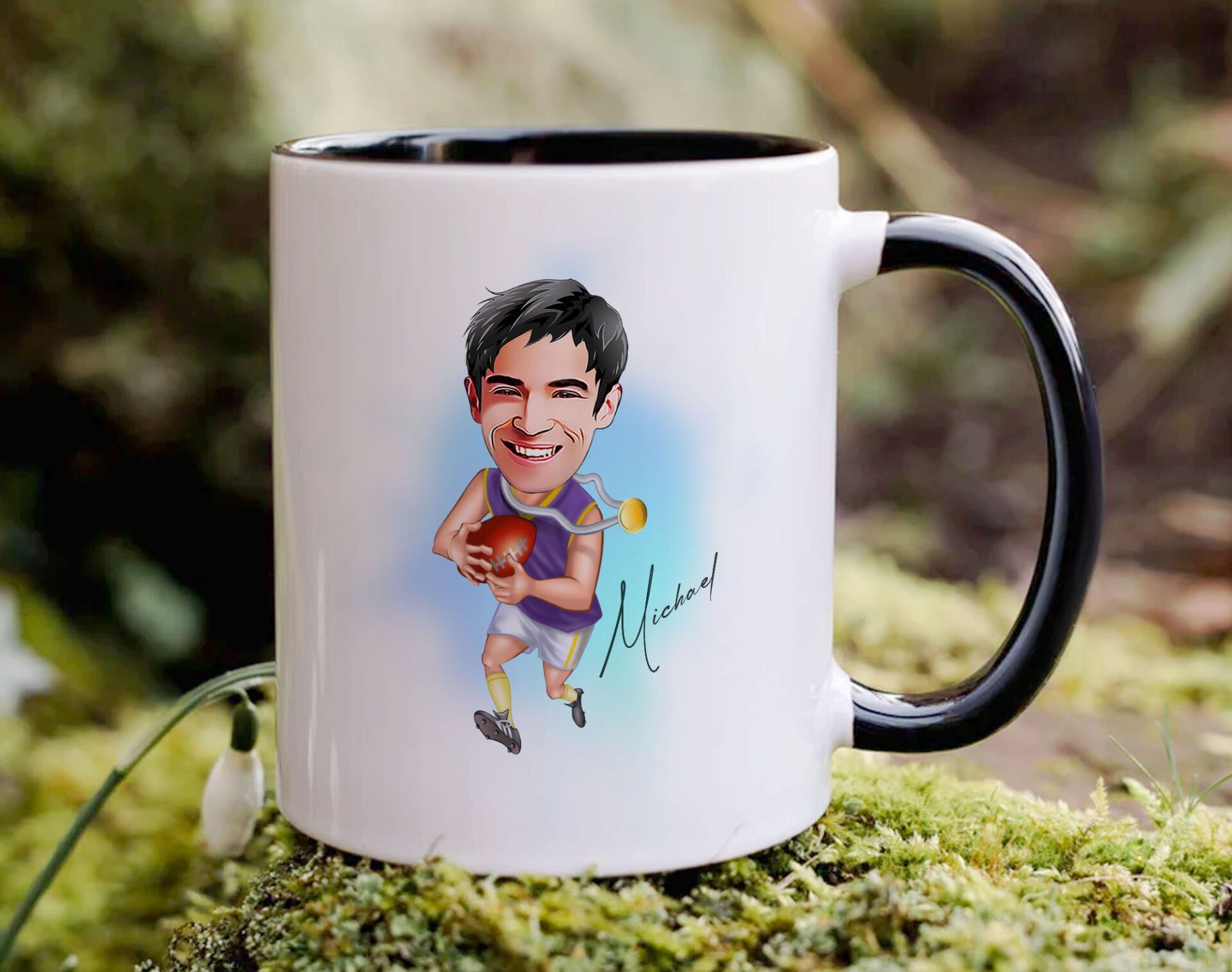 Bk Gift Kişiye Özel Amerikan Futbolcusu Karikatürlü Siyah Kupa Bardak-11, Sevgiliye Hediye, Arkadaşa Hediye
