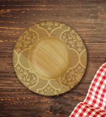 Kişiye Özel Retro Motif Tasarımlı Doğal Ahşap Tabaklı Türk Kahvesi Fincanı Model 14