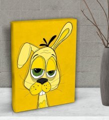 BK Gift Drunken Rabbit Yellow Tasarımlı Dekoratif Mini Kanvas Tablo 15x20cm-1