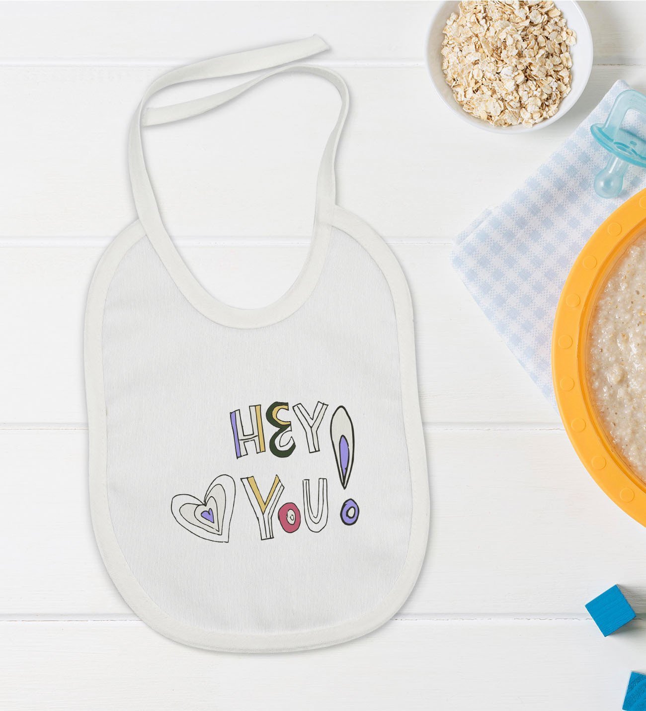 BK Kids Hey You Tasarımlı Bebek Mama Önlüğü - Model 1