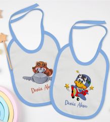 BK Kids Kişiye Özel Sevimli Pilot Tasarımlı 2’li Mavi Mama Önlüğü-1
