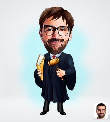 Kişiye Özel Erkek Hakim Karikatürlü Sosyal Medya Dijital Profil Fotoğrafı - Model 1