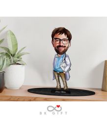 BK Gift Kişiye Özel Erkek Doktor Karikatürlü Ahşap Biblo-8