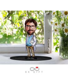 BK Gift Kişiye Özel Erkek Doktor Karikatürlü Ahşap Biblo-8