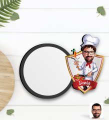 Kişiye Özel Erkek Chef Karikatürlü Ahşap Bardak Altlığı-1