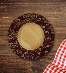 Kişiye Özel Retro Motif Tasarımlı Doğal Ahşap Tabaklı Türk Kahvesi Fincanı Model 13