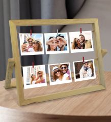 BK Gift Kişiye Özel 6 Fotoğraflı Masaüstü İpli Mandallı Fotoğraf Çerçevesi