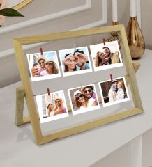 BK Gift Kişiye Özel 6 Fotoğraflı Masaüstü İpli Mandallı Fotoğraf Çerçevesi