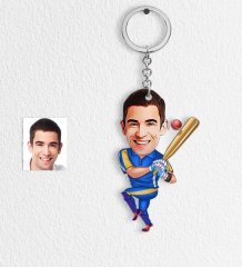Kişiye Özel Bay Baseball Oyuncusu Karikatür Anahtarlık
