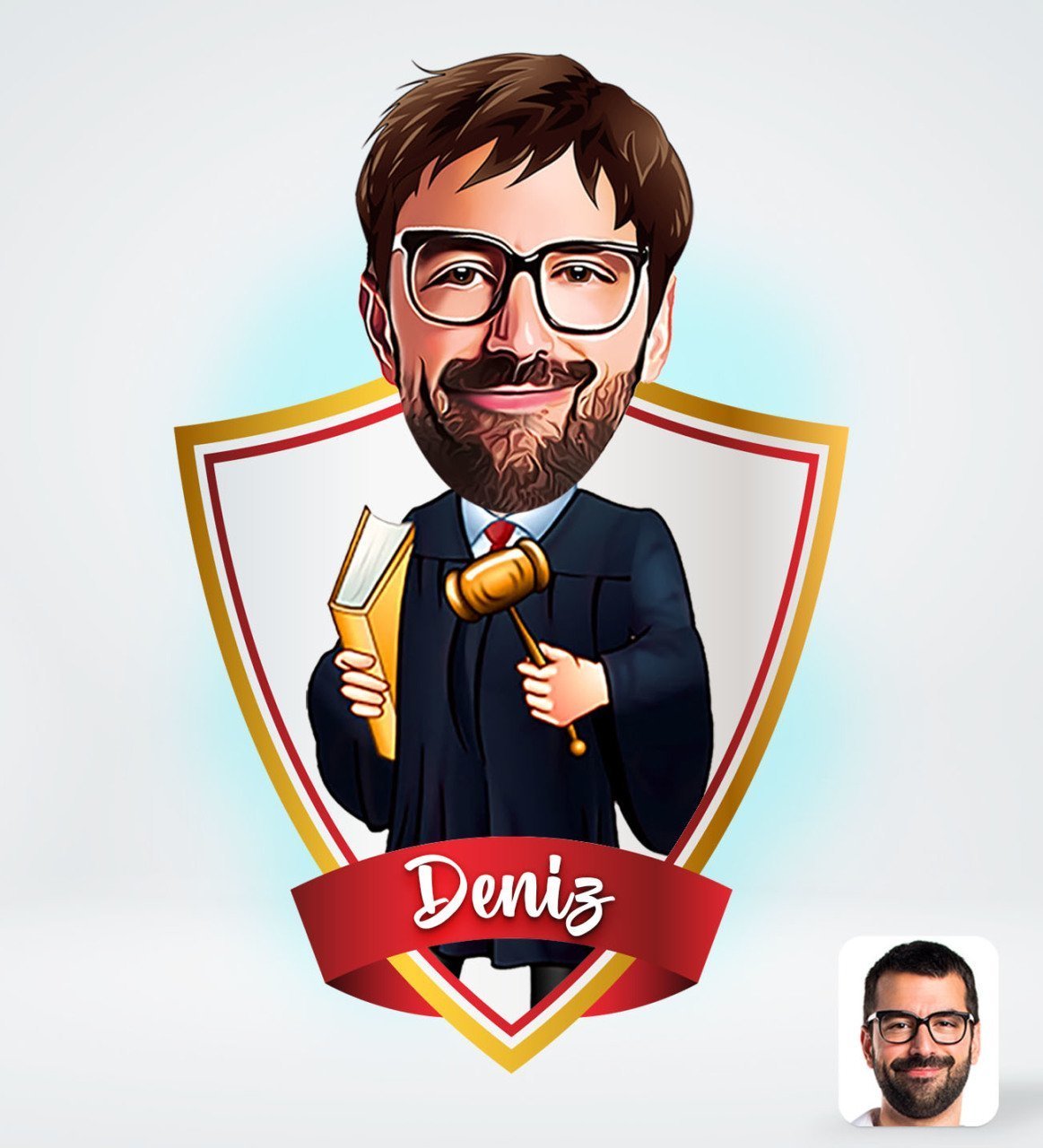 Kişiye Özel İsimli Erkek Hakim Tasarımlı Dijital Karikatür-1