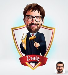 Kişiye Özel İsimli Erkek Hakim Tasarımlı Dijital Karikatür-1