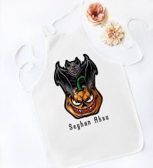Kişiye Özel Happy Halloween Tasarımlı Beyaz Mutfak Önlüğü-6