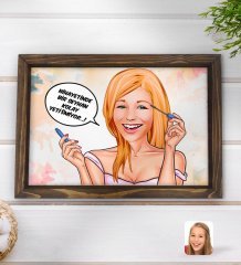 Kişiye Özel Kadın Nihayetinde Karikatürlü Doğal Ahşap Tepsi-7
