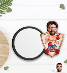 Kişiye Özel Erkek Boksör Karikatürlü Ahşap Bardak Altlığı-1