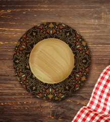 Kişiye Özel Retro Motif Tasarımlı Doğal Ahşap Tabaklı Türk Kahvesi Fincanı Model 12