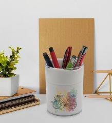 BK Gift Kişiye Özel Nostaljik Tasarımlı Beyaz Akrilik Kalemlik - Model 1
